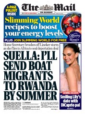 The Mail on Sunday front page for 19 March 2023
