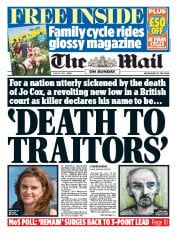 The Mail on Sunday (UK) Newspaper Front Page for 19 June 2016