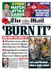 The Mail on Sunday (UK) Newspaper Front Page for 1 November 2015