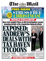 The Mail on Sunday (UK) Newspaper Front Page for 1 December 2019