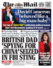 The Mail on Sunday front page for 1 June 2025