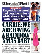 The Mail on Sunday (UK) Newspaper Front Page for 1 August 2021