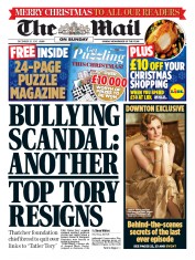 The Mail on Sunday (UK) Newspaper Front Page for 20 December 2015