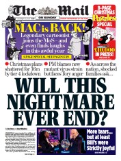 The Mail on Sunday (UK) Newspaper Front Page for 20 December 2020