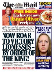 The Mail on Sunday front page for 20 August 2023