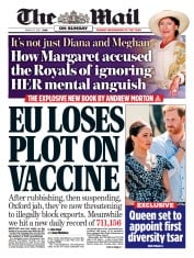 The Mail on Sunday (UK) Newspaper Front Page for 21 March 2021