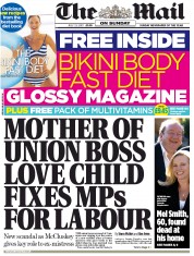 The Mail on Sunday (UK) Newspaper Front Page for 21 July 2013