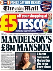 The Mail on Sunday (UK) Newspaper Front Page for 21 August 2011