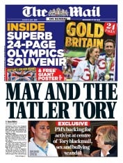 The Mail on Sunday (UK) Newspaper Front Page for 21 August 2016