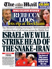 The Mail on Sunday front page for 22 October 2023