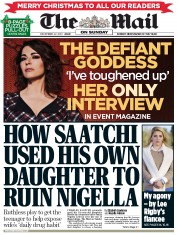 The Mail on Sunday Newspaper Front Page (UK) for 22 December 2013