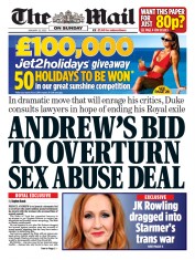 The Mail on Sunday front page for 22 January 2023