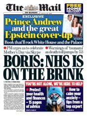 The Mail on Sunday (UK) Newspaper Front Page for 22 March 2020