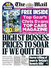 The Mail on Sunday (UK) Newspaper Front Page for 22 May 2016