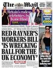 The Mail on Sunday front page for 22 June 2025