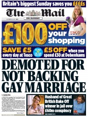 The Mail on Sunday Newspaper Front Page (UK) for 23 October 2011