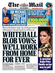 The Mail on Sunday front page for 23 January 2022