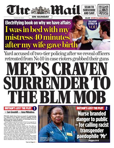 The Mail on Sunday Newspaper Front Page (UK) for 23 March 2025