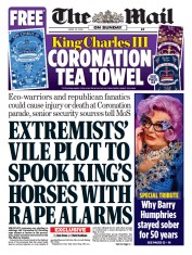 The Mail on Sunday front page for 23 April 2023