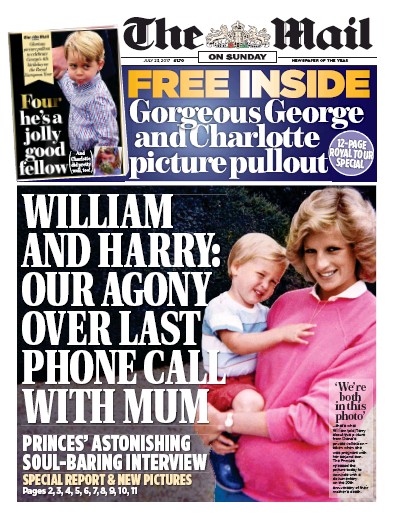 The Mail on Sunday Newspaper Front Page (UK) for 23 July 2017