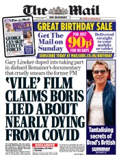 The Mail on Sunday front page for 23 July 2023