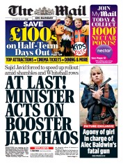 The Mail on Sunday front page for 24 October 2021