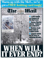 The Mail on Sunday (UK) Newspaper Front Page for 24 March 2013
