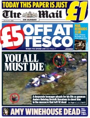 The Mail on Sunday Newspaper Front Page (UK) for 24 July 2011
