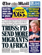 The Mail on Sunday front page for 24 July 2022