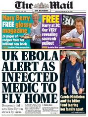The Mail on Sunday (UK) Newspaper Front Page for 24 August 2014