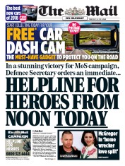 The Mail on Sunday (UK) Newspaper Front Page for 25 February 2018