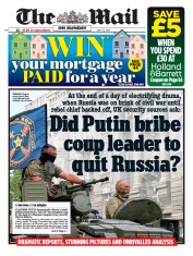 The Mail on Sunday front page for 25 June 2023