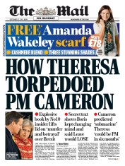 The Mail on Sunday (UK) Newspaper Front Page for 25 September 2016