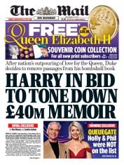 The Mail on Sunday front page for 25 September 2022