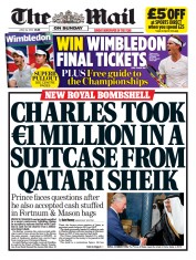 The Mail on Sunday front page for 26 June 2022