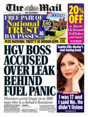 The Mail on Sunday (UK) Newspaper Front Page for 26 September 2021