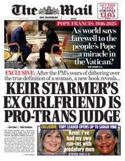 The Mail on Sunday front page for 27 April 2025