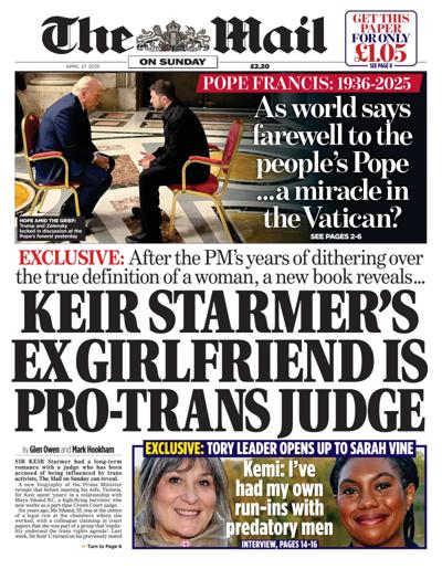 The Mail on Sunday Newspaper Front Page (UK) for 27 April 2025