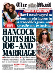 The Mail on Sunday (UK) Newspaper Front Page for 27 June 2021