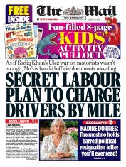 The Mail on Sunday (UK) Newspaper Front Page for 27 August 2023