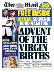 The Mail on Sunday (UK) Newspaper Front Page for 27 September 2015