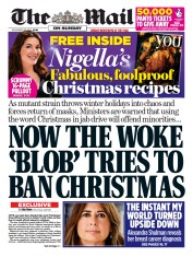 The Mail on Sunday front page for 28 November 2021
