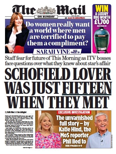 The Mail on Sunday Newspaper Front Page (UK) for 28 May 2023