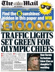 The Mail on Sunday (UK) Newspaper Front Page for 28 August 2011