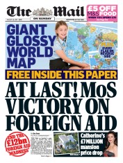 The Mail on Sunday (UK) Newspaper Front Page for 28 August 2016