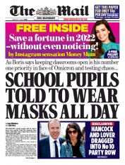 The Mail on Sunday (UK) Newspaper Front Page for 2 January 2022