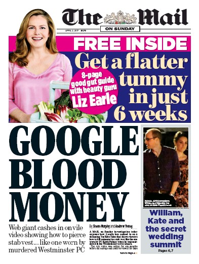 The Mail on Sunday Newspaper Front Page (UK) for 2 April 2017