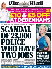 The Mail on Sunday Newspaper Front Page (UK) for 30 December 2012
