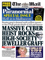 The Mail on Sunday front page for 31 October 2021