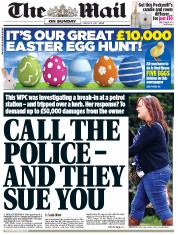 The Mail on Sunday (UK) Newspaper Front Page for 31 March 2013